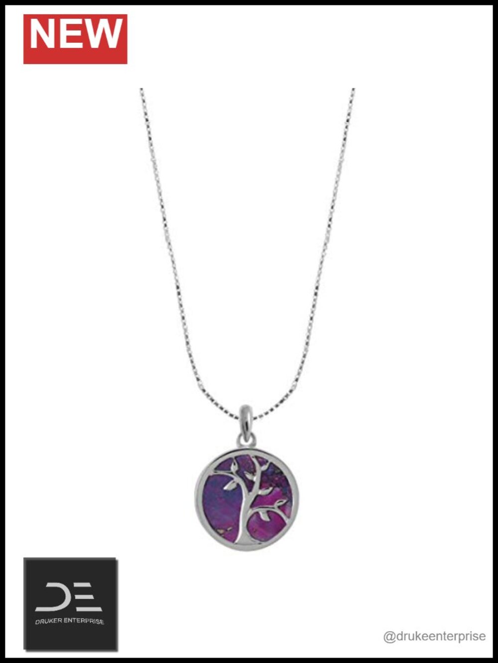Sterling Silver Tree of Life Circle Pendant Necklace 16 Inch